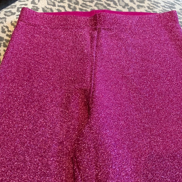 VICTORIAS SECRET SHINE FLARE PANTS IN FUSHIA METALLIC KNIT HIGH RISE SIZE SMALL - Picture 6 of 12